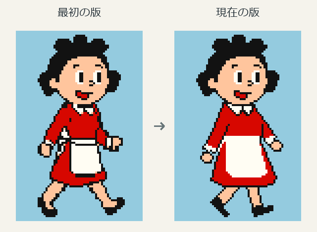 左は最初の版、右は現在の版。2つの歩行アニメーションを同時に比較